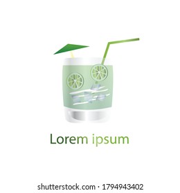 beverage logo, ice kuwut bali icon served in a glass with a straw. indonesian drink.