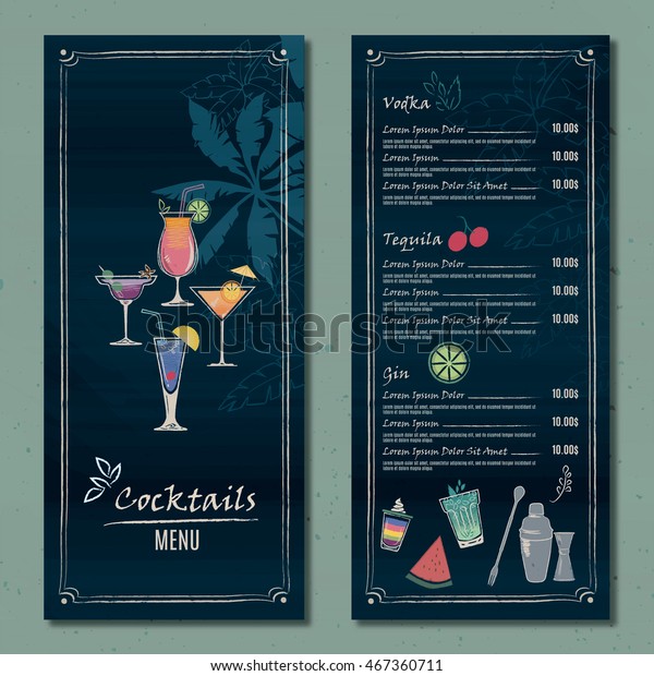 Flat Cocktail Menu Design Document Template