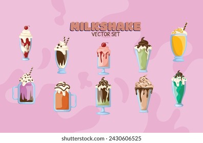 Beverage Milkshake Illustration Vector Set