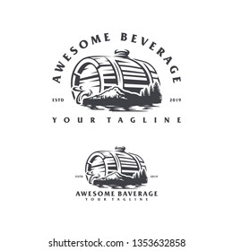 beverage mountain logo design concept illustration.