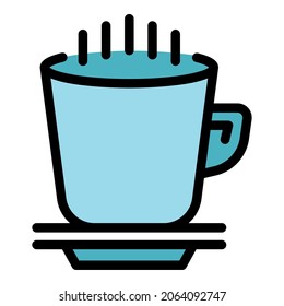 Beverage mug icon. Outline beverage mug vector icon color flat isolated