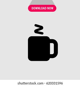 Beverage in a Mug Vector Icon, The symbol of hot dring in the cup. Simple, modern flat vector illustration for mobile app, website or desktop app 