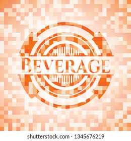 Beverage orange tile background illustration. Square geometric mosaic seamless pattern with emblem inside.