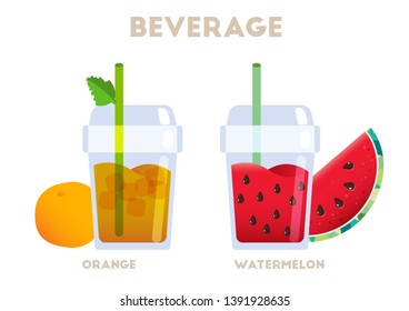 beverage orange and watermelon juicy vector