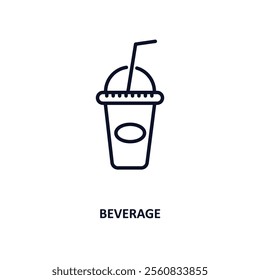 beverage outline icon.  Thin line icon from fast food collection. Editable vector isolated on white background