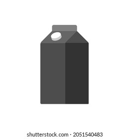 Beverage packet icon. Milk bottle. Commercial drink package. Black and white color vector illustration.