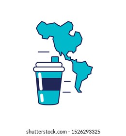 beverage in plastic container with american continent map vector illustration design