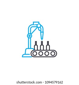 Beverage production linear icon concept. Beverage production line vector sign, symbol, illustration.