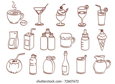 beverage related icon set