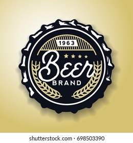 Beverage screw top designed in vintage style, vector illustration. Beer cap in retro style, stock vector