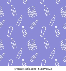 Beverage seamless drinks pattern vector background