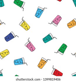 Beverage seamless pattern Cocktails on background Vector illustration  