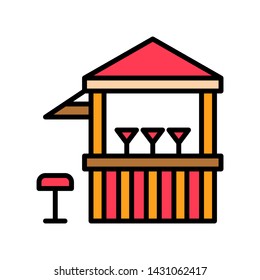 Beverage stall vector, Summer Holiday related filled icon editable outline