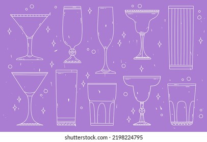 Trinken Sie das Symbol für dünne Linie. Minimales Sommerglas für Restaurant und Design Element. Dünner Umriss und bearbeitbarer Strich. Getränke einzeln auf beigem Hintergrund. Vektorcocktail-Symbol