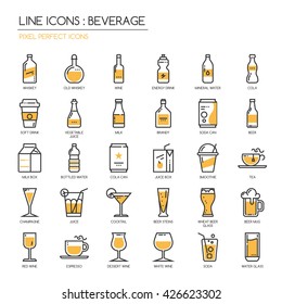 Beverage , Thin Line and Pixel Perfect Icons