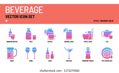 Beverage vector icon set.