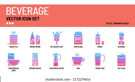 Beverage vector icon set.