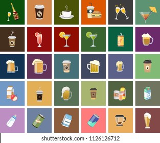 beverage Vector Icons. Champagne, Whiskey, Cocktail, Shots Icons. drinks