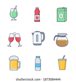 beverage Vector Icons. Champagne, Whiskey, Cocktail, Shots Icons. drinks