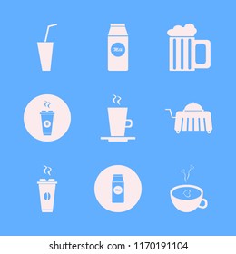 beverage vector icons set. with hot coffee, coffee cup heart, room service and latte cup in set