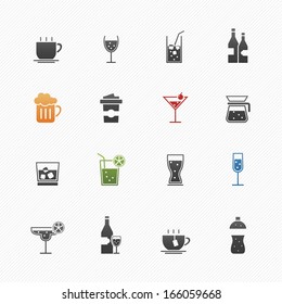 Beverage vector symbol icon set on white background