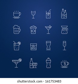 Beverage vector thin line symbol icon on blue background