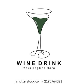 Beverage Wine Logo Design, Glass Illustration, Alcohol Drink Bottle, Company Product Vector
