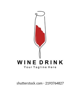 Beverage Wine Logo Design, Glass Illustration, Alcohol Drink Bottle, Company Product Vector