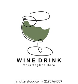 Beverage Wine Logo Design, Glass Illustration, Alcohol Drink Bottle, Company Product Vector