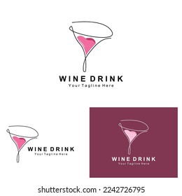 Beverage Wine Logo Design, Glass Illustration, Alcohol Drink Bottle, Company Product Vector