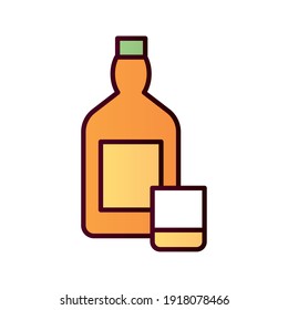 beverage yellow bottle with cup line and fill icon vector illustration design