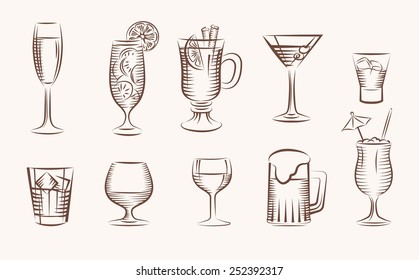 Beverages Black Vector Icons On White Stock Vector (Royalty Free ...