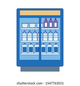 beverages bottles fridge icon over white background, vector illustration