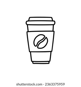 Beverages, coffee doodle on white background
