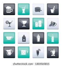 beverages and drink icons over color background - vector  icon set