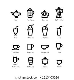 beverages and drinks icons vector set