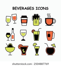 BEVERAGES - DRINKS - SUMMER ICON SET