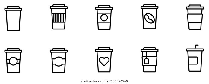 Beverages icon set. Outline icons for web. Alcohol and drink