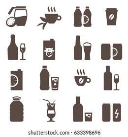 beverages icon set. various drinks sign.