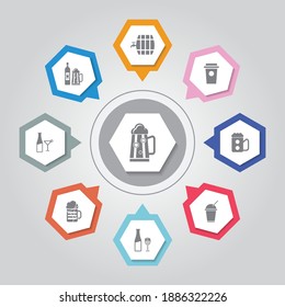 Beverages Icon. Simple flat vector icons set on Gray Radiant background