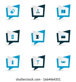 Beverages icons colored set with bottle of wine, beer tower, can of beer and other ale box elements. Isolated vector illustration beverages icons.