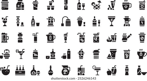 Bebidas ícones de vetor de alta qualidade Icons coleção com traço editável. Ideal para projetos profissionais e criativos.