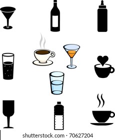 beverages illustrations and symbols set