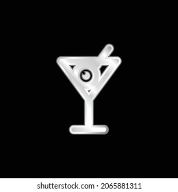 Icono metálico plateado de bebidas