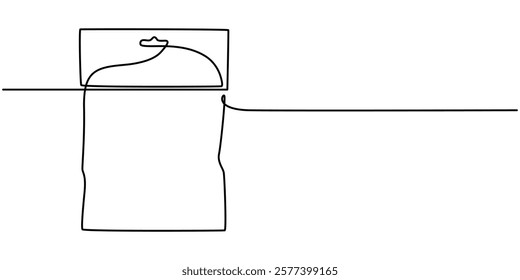 Beverages and snack plastic package continuous one line drawing, Milk Line Icon, Outline Doodle Vector Symbol Illustration, Drink milk carton in continuous single line art drawing style vector.