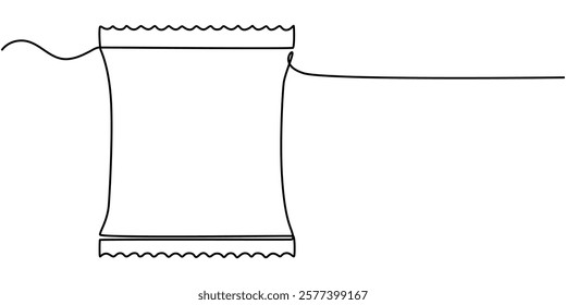 Beverages and snack plastic package continuous one line drawing, Milk Line Icon, Outline Doodle Vector Symbol Illustration, Drink milk carton in continuous single line art drawing style vector.