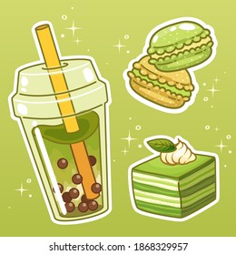 Beverages with sweetmeats. Hand drawn set collection. vector illustration.