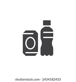 Icono del vector de las bebidas. signo plano lleno para el concepto móvil y el diseño web. Icono de glifo de soda y botella de agua. Símbolo, ilustración del logotipo. Gráficos vectoriales