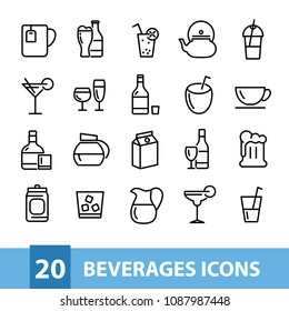 beverages vector icons collection
