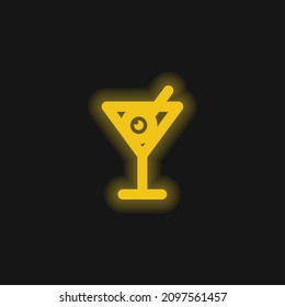 Beverages yellow glowing neon icon